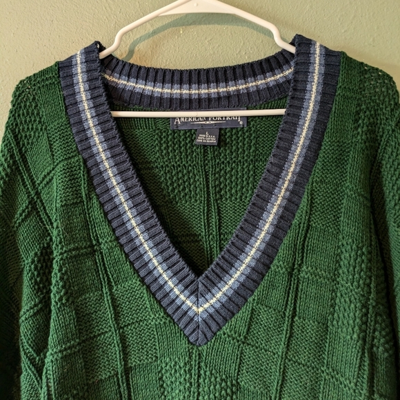 Vintage American Portrait Textured Knit Baggy 90's Y2K Sweater L - Picture 2 of 6